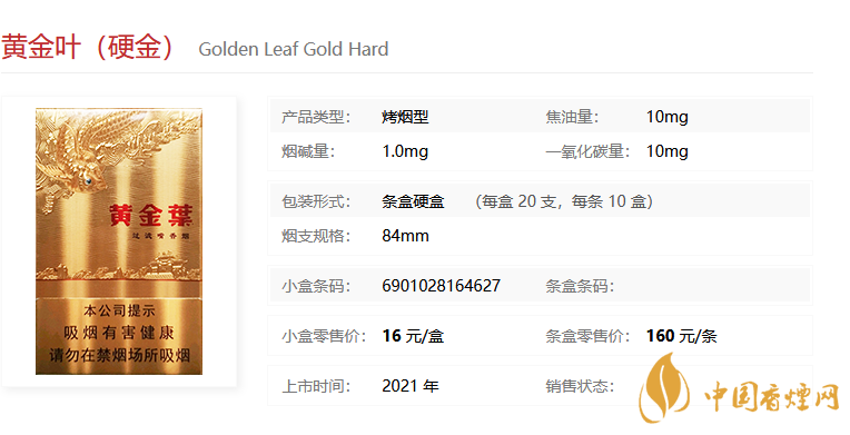 黃金葉（硬金）多少錢一包 黃金葉（硬金）價(jià)格參數(shù)一覽。